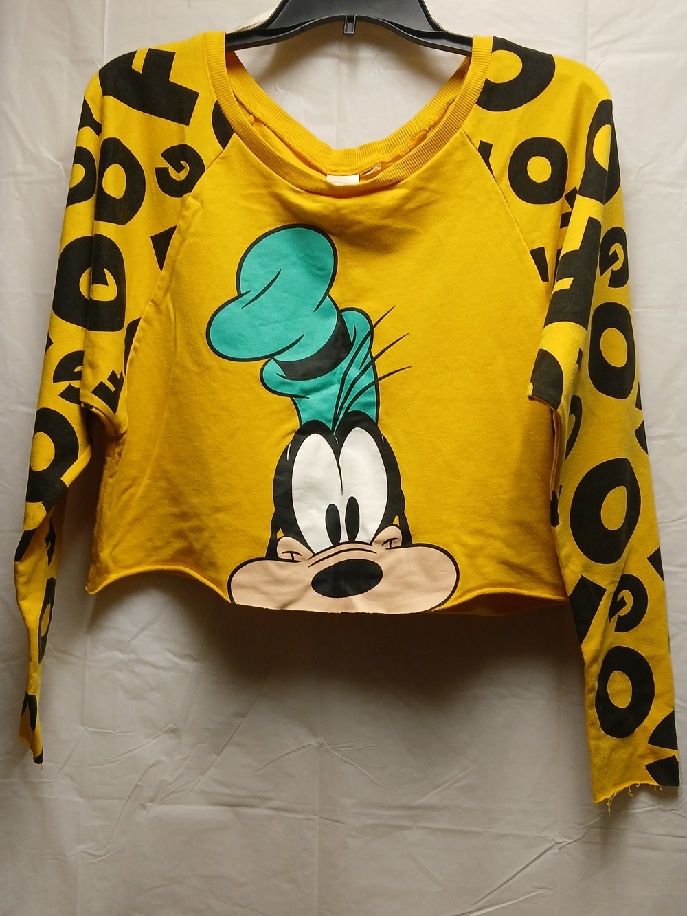 Disney Yellow Goofy Graphic Long-Sleeve Crop Top